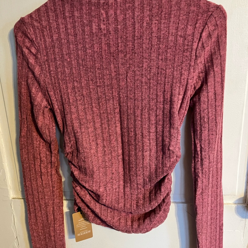 Pink Ribbed Long Sleeve Top - Picture 2 of 4